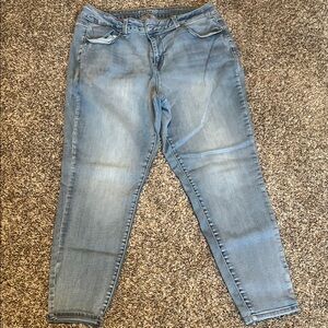 Maurices Blue Skinny Jeans with Distressed Wash